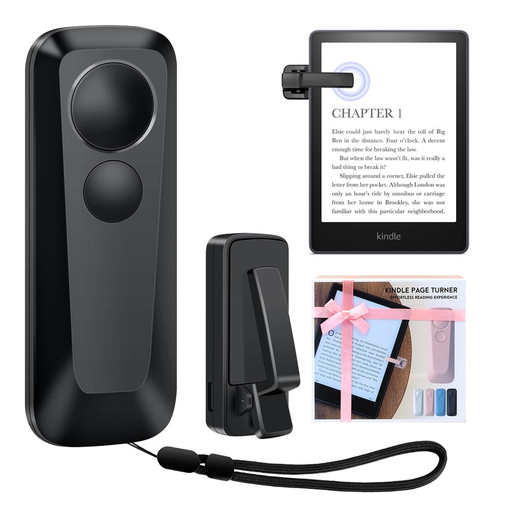 Exdeploy Kindle Remote Page Turner,Page Turner for Kindle Paperwhite Oasis,iPhone, iPad,Android Ebook Page Turn,Camera Video Record Remote (Black)