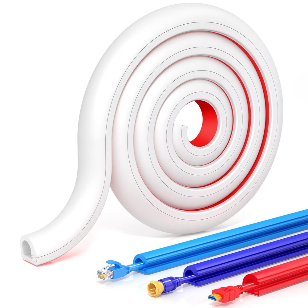 78 Inch Self-Adhesive TV Cable Hider, Home Audio Flexible Wire Cord Management, RG6 Coaxial Cable Raceways, HDMI Cable Cord Hider, White (2m)