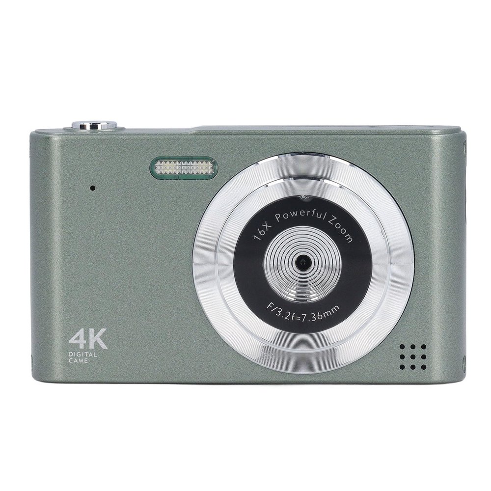 PUSOKEI 4K Digital Camera, HD 16MP 16X Digital Zoom, Auto Focus, Macro Function, Portable CCD Camera with LED Flashlight, Camera for Travel Students Teens (Green)