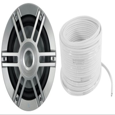 Audiosavings Bundle: Infinity Kappa 1050M 10" 900 Watt Marine Subwoofer w/RGB Lighting 2 or 4 Ohm Bundle with Rockville Marine 14G50 OFC 14 Gauge 50 Foot 100% Copper Speaker Wire (2 Items)