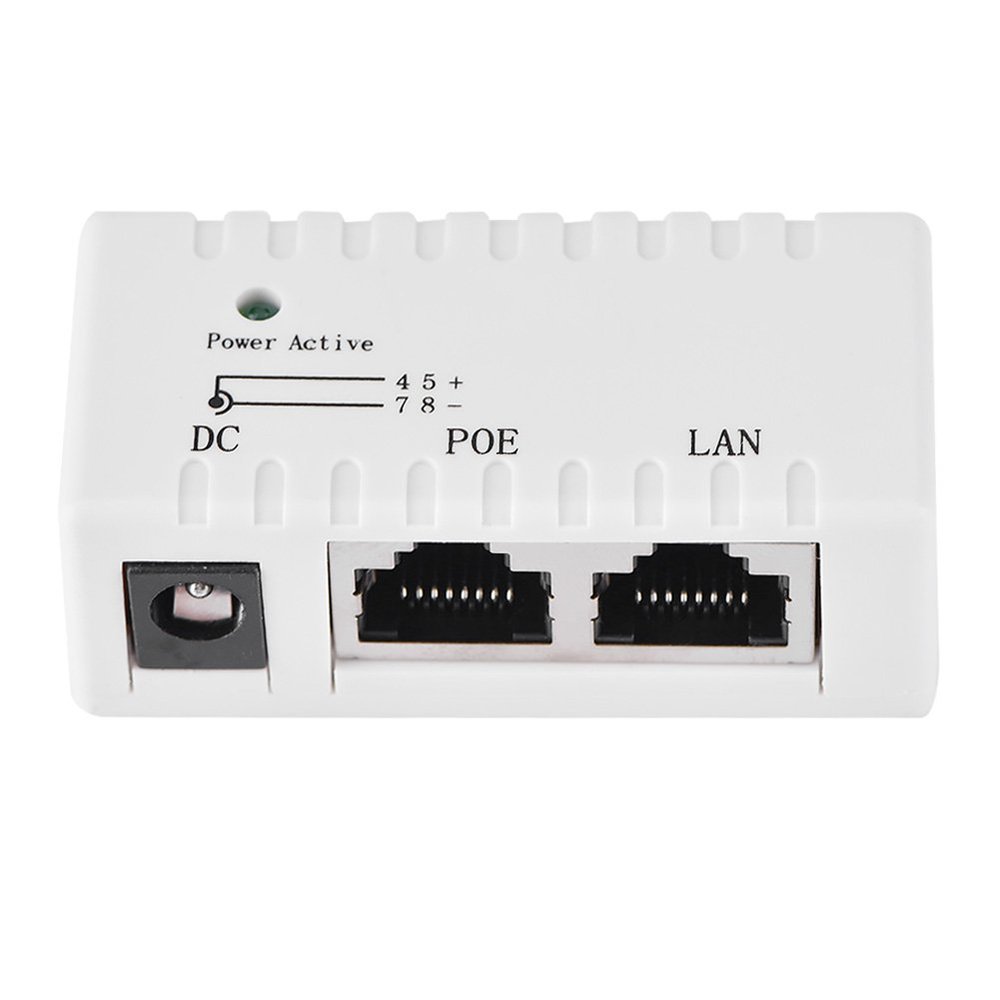 10M/100Mbps Ethernet Injector Adapter Power Over Ethernet Injector POE Splitter POE Splitter Power Over LAN Port for Standard POE (White)