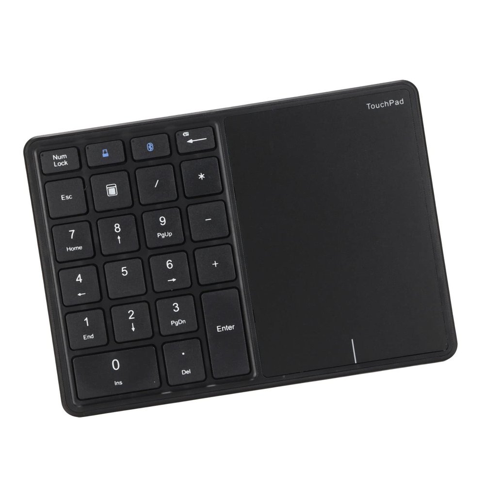 Cuifati Numeric Keypad with Touchpad, 2 in 1 22 Keys 2.4G Touchpad Bluetooth 4.2 Number Pad, Type C Charging 500mAh Accounting Keyboard, for Laptop, PC, Desktop, Study, Work (Black)