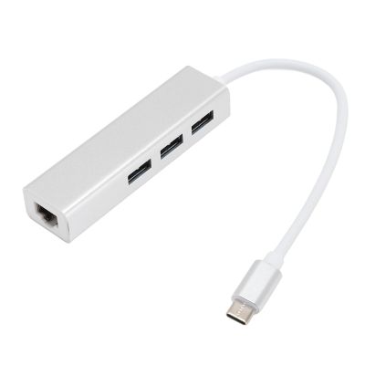 Type C Hub Ethernet Adapter, 1000Mbps High Speed USB3.0 RJ45 Network Adapter with 3 USB Ports, for for Linux, for OS X