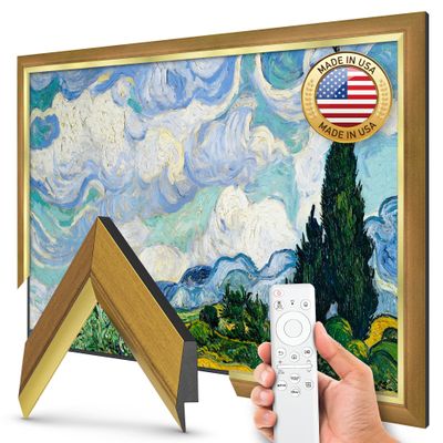 Modern Gold Leaf 32" Slim Deco TV Frame - Compatible ONLY with Samsung The Frame TVs (Fits 2021-2025, LS03A, LS03B, LS03C, LS03D, LS03FA)