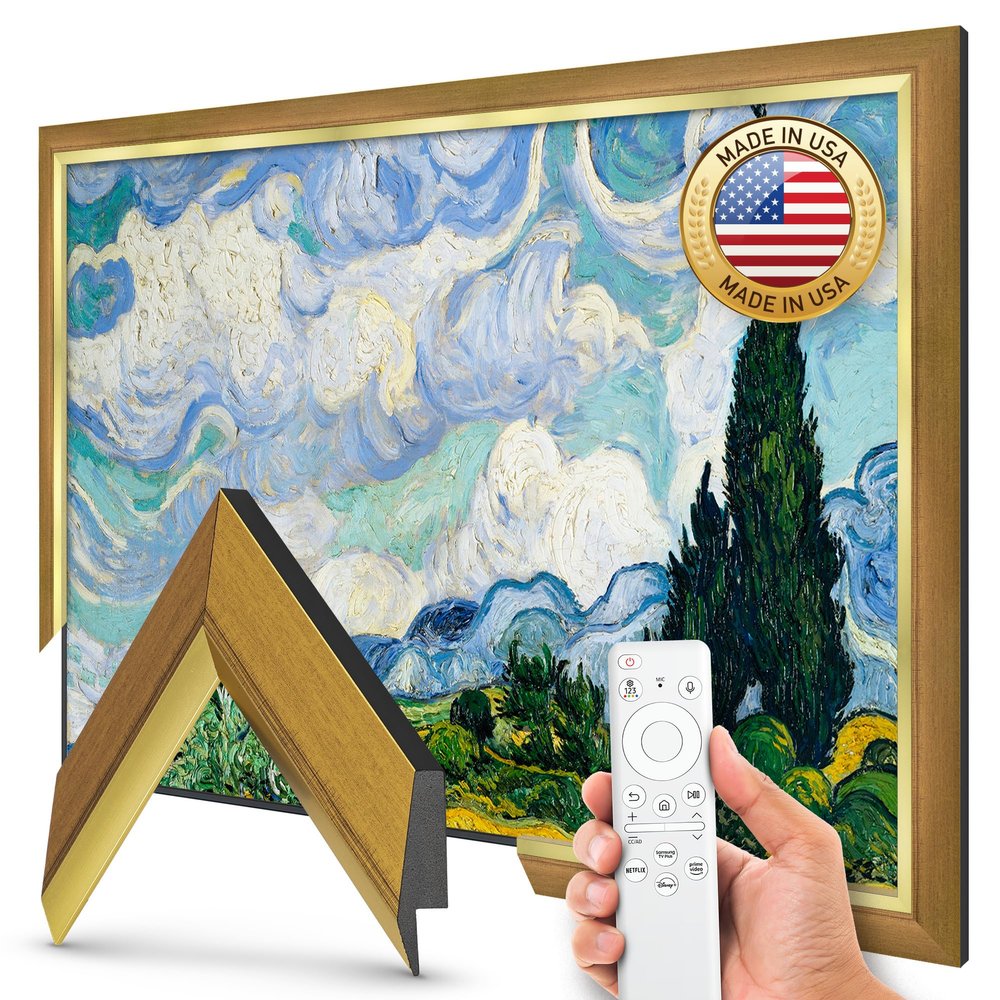 Modern Gold Leaf 32" Slim Deco TV Frame - Compatible ONLY with Samsung The Frame TVs (Fits 2021-2025, LS03A, LS03B, LS03C, LS03D, LS03FA)