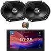 JVC KW-M595BT Double DIN 6.8" WSVGA LCD Touchscreen Bluetooth USB/AM/FM Stereo Digital Media Receiver Bundle Combo with One Pair (Qty 2) of 6x8 300W 2-Way Coaxial Car Audio Speakers W/Wire view 1
