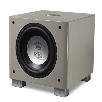 REL T/9x 10-Inch Powered Subwoofer  Sealed Design with Class AB Amplifier, RCA Inputs, and Deep Bass for HiFi Stereo Systems, Home Theater, and Surround Sound  High Gloss Grey Finish