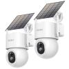 AOSU Solar Security Cameras Wireless Outdoor - 3K 5MP Home Security Camera, 360 Panoramic View, 400-Lumen Floodlight Camera, Color Night Vision, WiFi Cameras, Auto Tracking, AI Human Detection,2 Pack view 1