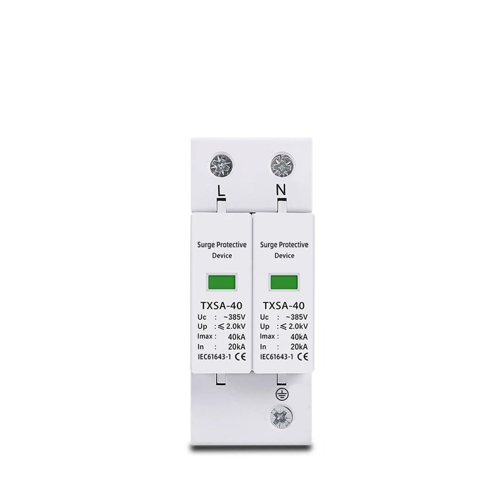 Boartechs Voltage Surge Arrester Device AC SPD 2P 275V 385V 420V 20KA 40KA 60KA House Lightning Surge Protector Protection Protective Low-Voltage Arrester Device(385V,20-40KA)