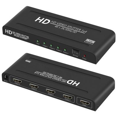 4K HDMI Splitter 1 in 4 Out - 1x4 Powered HDMI Splitter 4 Port Multi Monitor Outputs,Mirror/Copy Screen Only (Not Extend) Support 4Kx2K@30Hz 3D for PS4/Projector/HDTV