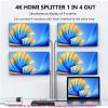 4K HDMI Splitter 1 in 4 Out - 1x4 Powered HDMI Splitter 4 Port Multi Monitor Outputs,Mirror/Copy Screen Only (Not Extend) Support 4Kx2K@30Hz 3D for PS4/Projector/HDTV view 2