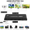 4K HDMI Splitter 1 in 4 Out - 1x4 Powered HDMI Splitter 4 Port Multi Monitor Outputs,Mirror/Copy Screen Only (Not Extend) Support 4Kx2K@30Hz 3D for PS4/Projector/HDTV view 4