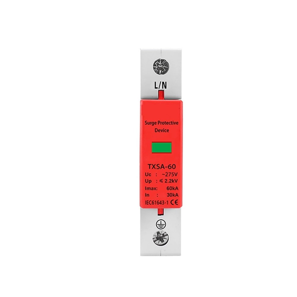 Boartechs Voltage Surge Arrester Device SPD 1P Surge Protector Low Voltage AC Distribution Household Lightning Protection Device Arrester Module 20KA 40KA 60KA(275V,30-60KA)