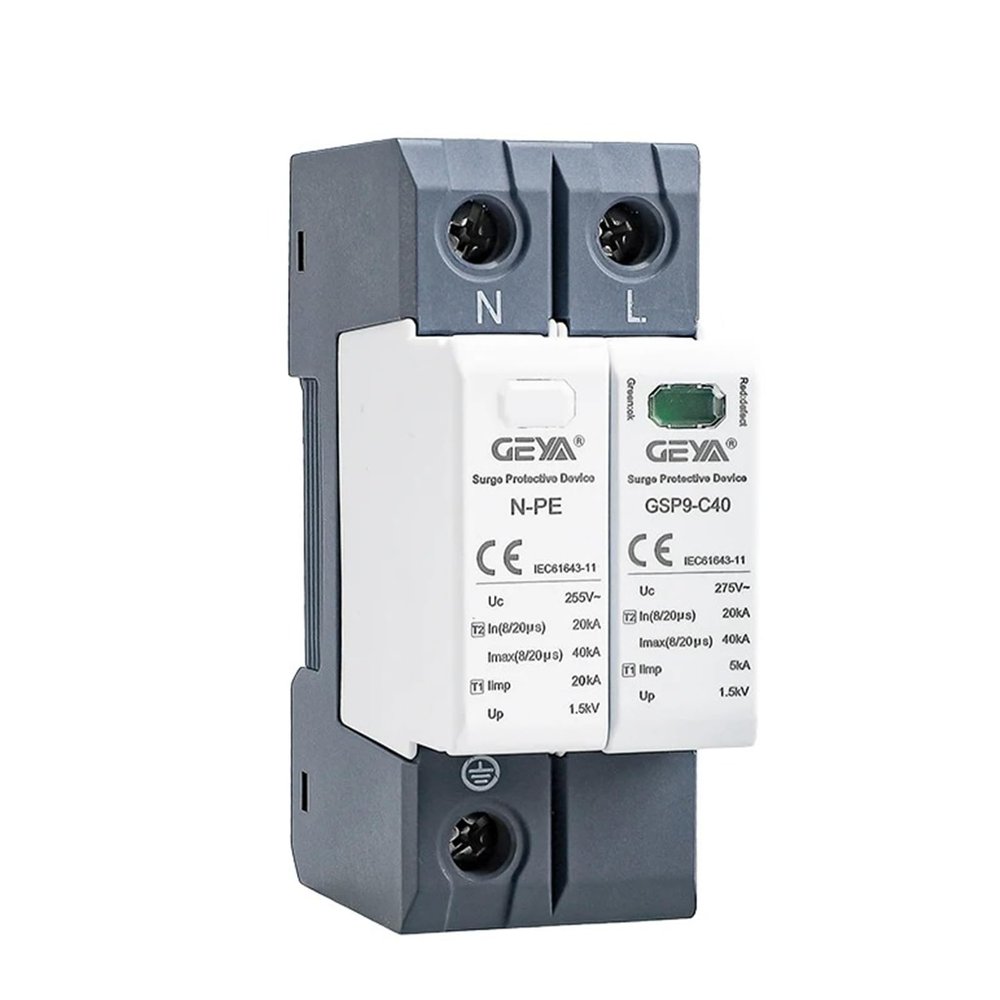 GEYA Surge Protector 20KA-40KA SPD House Surge Protector Din Rail (1P+N,AC275V)
