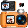 8K UHD 70MP WiFi Digital Camera with 64GB Card Rugged Waterproof Dustproof Shockproof 33FT Underwater Camera Dual-Screen Selfie for Snorkeling Autofocus Point and Shoot Digital Camera (Orange) view 1