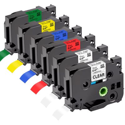 6 Pack P Touch Label Tape Compatible for BrotherTze-231 Tze-131 Tze-431 Tze-531 Tze-631 Tze-731 12mm 0.47 Inch Laminated, for Brother PT-H110 PTH110BP PT-H200BP Label Maker