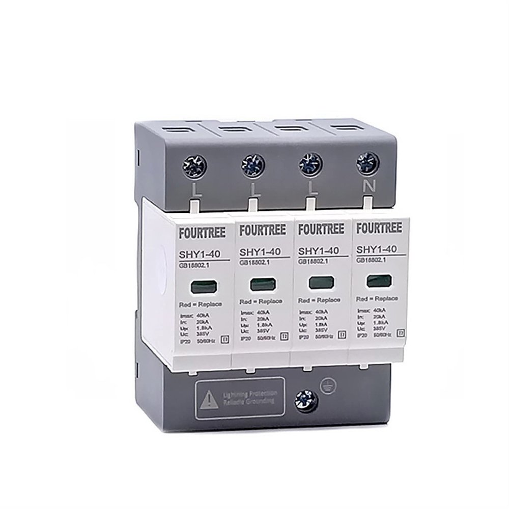 FFHDJL Surge Protective Device SPD AC 3P+N 20~40KA 30KA~60KA 385V 420V House Lightning Protection Arrester Low-Voltage Protector(4P 420V AC,30-60KA)