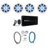Audiosavings Bundle: (4) Kicker 51KM604WL Marine Boat Speakers Bundle with Rockville Krypton MF4 Marine Amplifier Boat Amp, Rockville RMWK4 4 AWG Gauge Waterproof Amplifier Installation Kit (6 Items) view 1