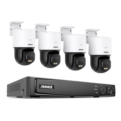 ANNKE 3K PoE Security Camera System, 5-in-1 16CH 12MP NVR, 4X 3K 340Pan 110Tilt PoE Cams with PT Auto-Tracking, 2-Way Audio, Color Night Vision, 2.8mm Lens for Home Surveillance (NO HDD Included)