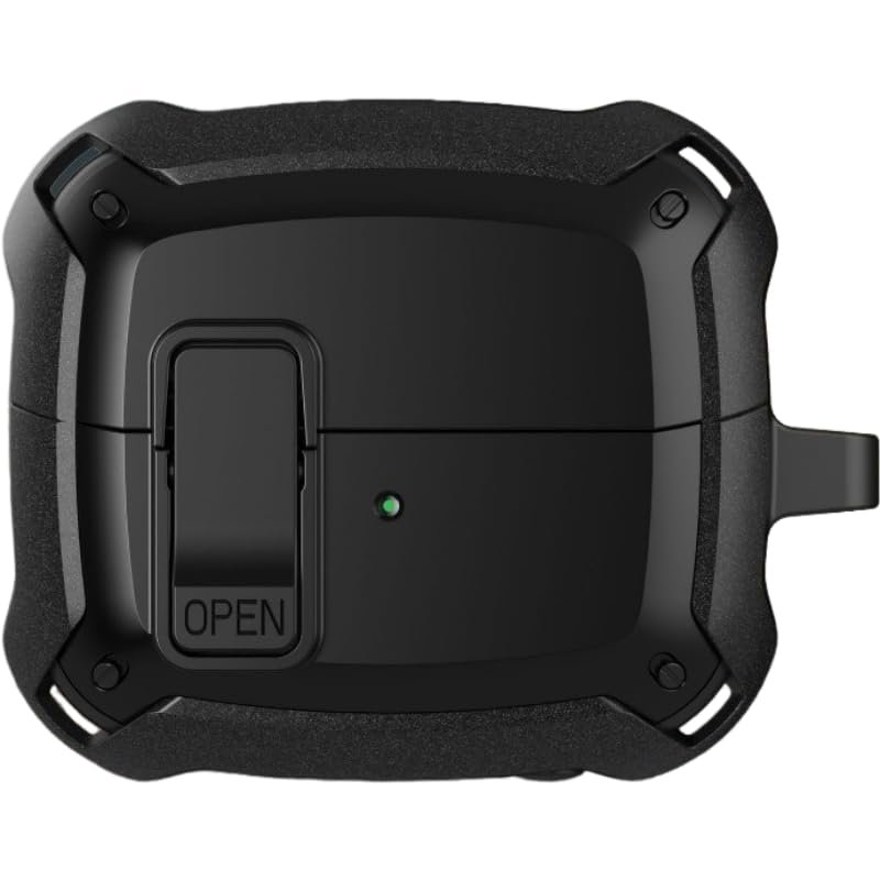 2 Pack Security Lock Cover for Samsung Galaxy Buds 3 Pro Buds3 Case Shockproof Funda Sleeve with Hook,Black