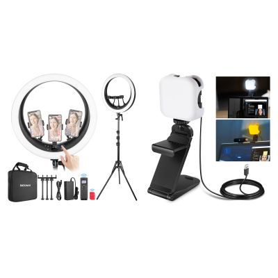NEEWER Ring Light RP19H 19 inch with Stand, 3 Phone Holders and LED Streaming Light, Upgraded 2.4G/Touch Control, Smooth Dimming at 1%, 42W CRI 97+ 2540lux, Professional for Streaming Zoom Lighting