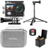 AKASO Brave 4 4K30 Action Camera with Selfie Stick Tripod 20MP Ultra Hd EIS 131ft Waterproof Underwater Camera 5xZoom Dual Screen for vlogging Video with Carrying Case Accessories Kit Bundle view 1