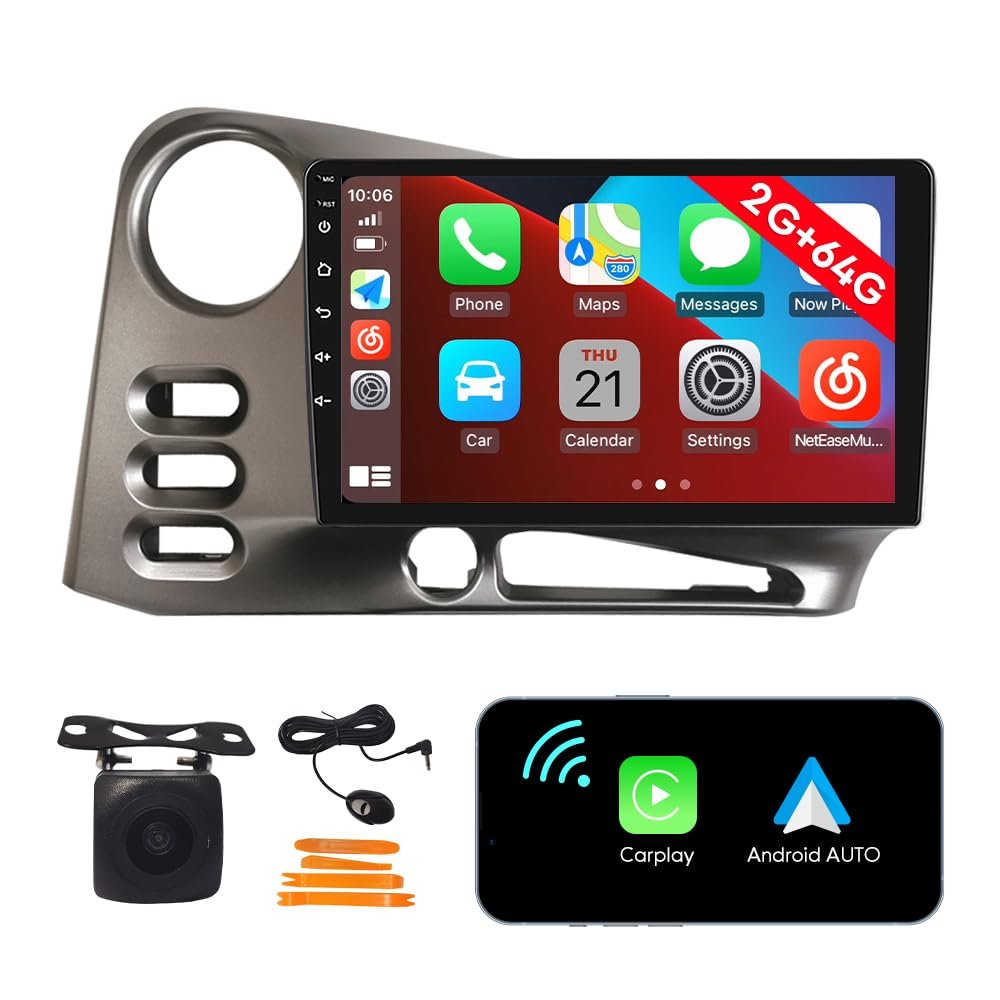 [2G 64G] Android Car Stereo FM Radio Carplay Android Auto 9" Touchscreen Headunit Media Player with Backup Camera for Toyota Corolla Matrix 2003 2004 2005 2006 2007 2008 LHD
