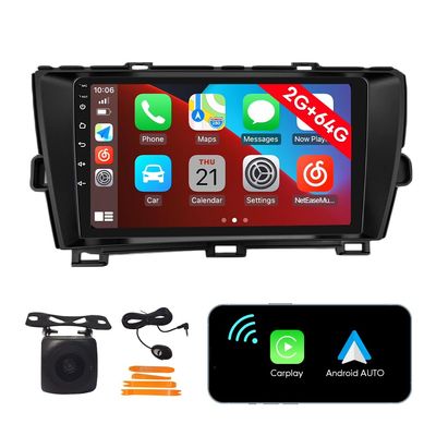 [2G 64G] Android Car Stereo FM Radio Carplay Android Auto 9" Touchscreen Headunit Media Player with Backup Camera for Toyota Prius 2009 2010 2011 2012 2013 2014 Black RHD