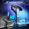 ARES WING Single Monitor Arm Desk Mount for 17-49 Inch Ultrawide Monitors, Heavy Duty Single Monitor Arm Holds 44 lbs, Full Motion Gas Spring Vertical Desk Mount, 75/100 VESA Mount, Black view 2