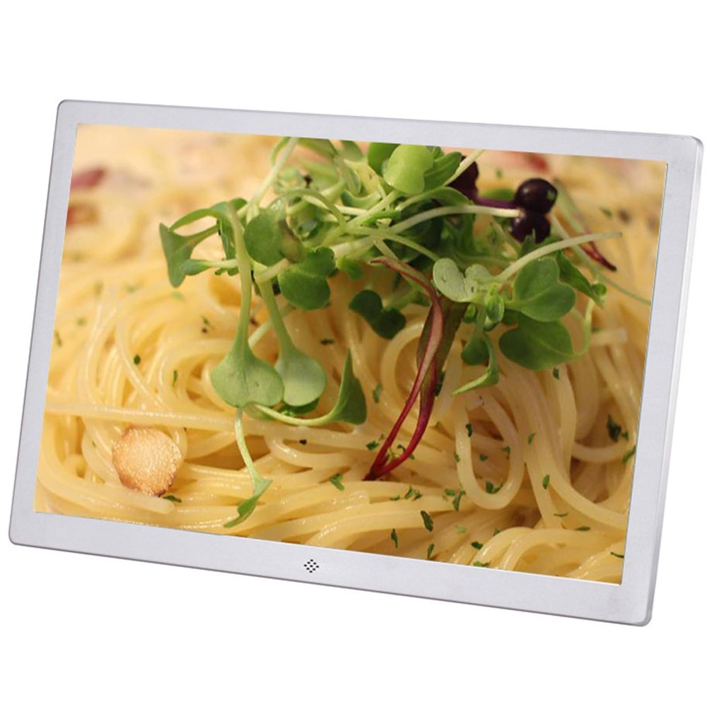 15 Inch Metal Digital Photo Frame LCD High Definition Screen Loop Play Pictures and Videos Advertising Machine(Silver)