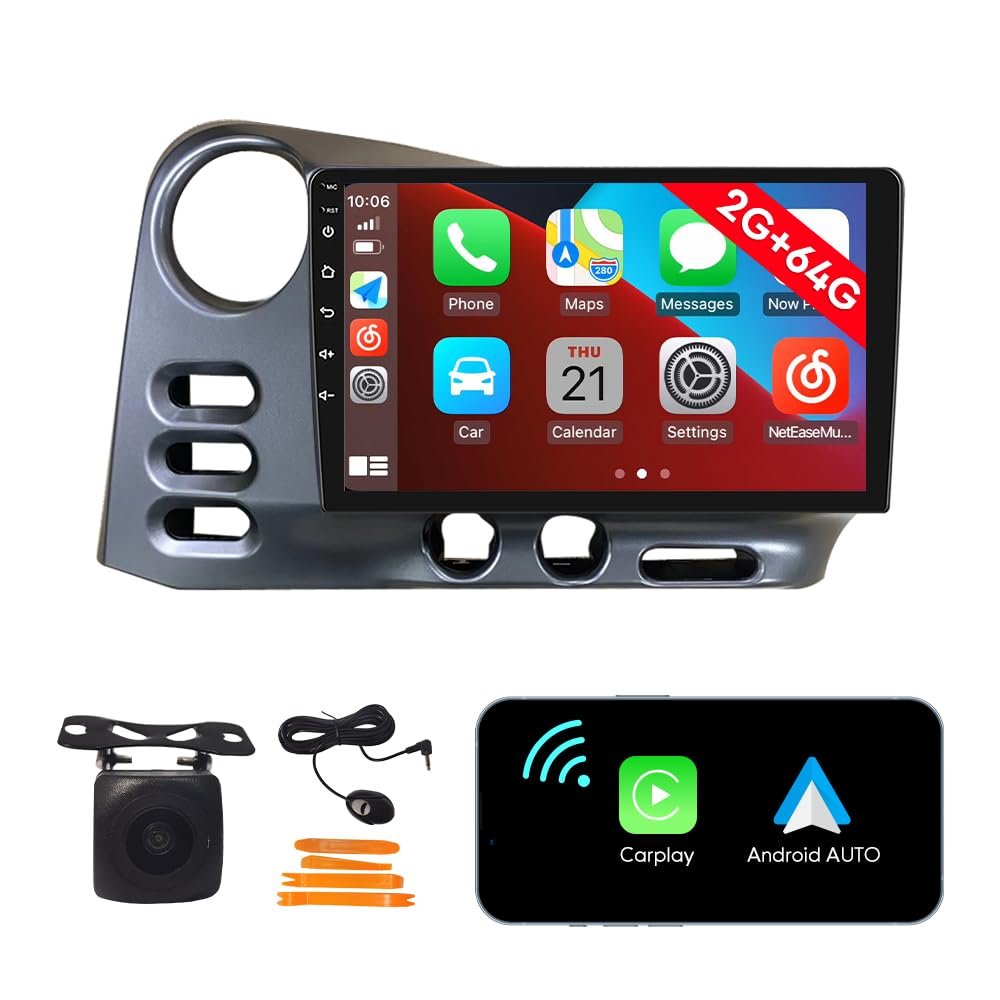 [2G 64G] Android Car Stereo FM Radio Carplay Android Auto 9" Touchscreen Headunit Media Player with Backup Camera for Toyota Corolla Matrix 2003 2004 LHD