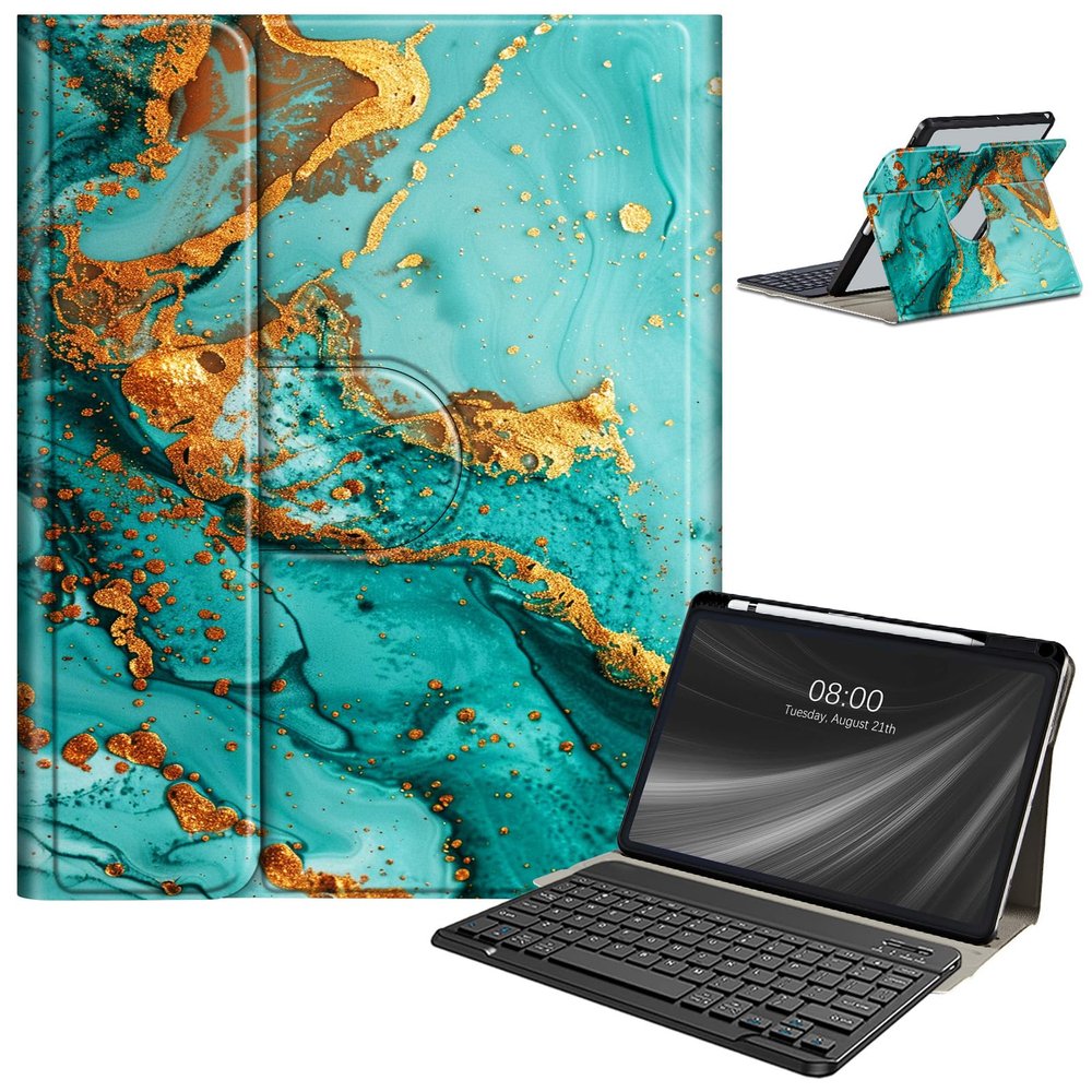 Keyboard Case for Samsung Galaxy Tab A9 Plus/A9+ 5G 11 Inch 2023, Galaxy Tab A9 Plus Case with Keyboard, with S Pen Holder Galaxy Tab A9+ 11" (SM-X210/X216/X218) Keyboard Case, Marbling 11