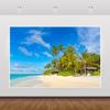 10x7ft Vinyl Summer Beach Backdrops for Photoshoot Tropical Beach Photography Backdrop Palm Trees Pavilion Blue Sky Photo Backdrop Birthday Party Wedding Baby Shower Background Decor Booth Props view 1
