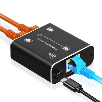 Mxtgifar 3 Port Ethernet Splitter - 1 in 2 Out High Speed 1000Mbps Gigabit Ethernet Splitter with USB Power Cable for Cat5/5e/6/7/8 Cable