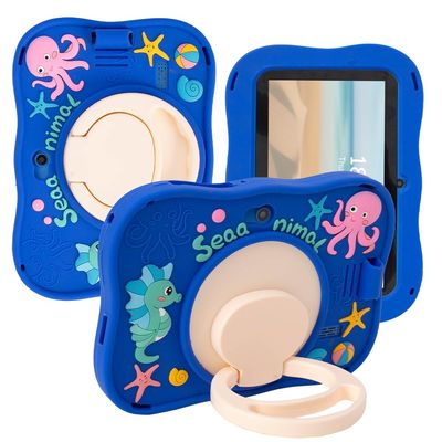 AKNICI Case for VOLENTEX K7Pro/WXUNJA K07W/TOPELOTEK kids707/PRITOM K7/Relndoo T88/ATMPC 7 Inch/Fivahiva 7 Inch/Semeakoko 7 Inch/TUOHAITIME 7 Inch, 360 Rotating Adjustable Kickstand/Handle, Dark Blue