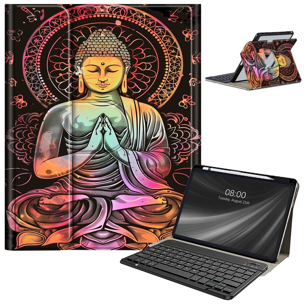 Keyboard Case for Samsung Galaxy Tab A9 Plus/A9+ 5G 11 Inch 2023, Galaxy Tab A9 Plus Case with Keyboard, with S Pen Holder Galaxy Tab A9+ 11" (SM-X210/X216/X218) Keyboard Case, Buddha