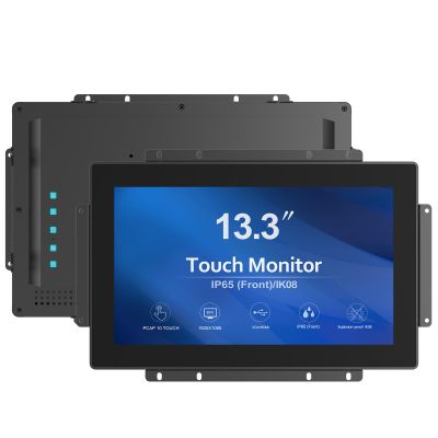 13.3 Inch 1000 Nits High Brightness 10 Points Open Frame Touch Display, Industrial PCAP Touchscreen Monitor, VGA+HDMI+DVI Port - 16:9-1920 x1080