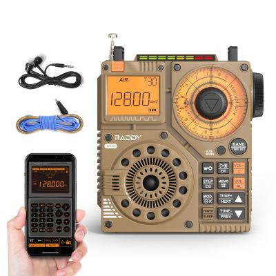 Raddy RF320 APP Control Shortwave Radio, AIR/FM/AM/VHF/SW/WB Receiver, Portable Radio Rechargeable w/ 9.85 Ft Wire Antenna (Yellow)