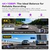KooBaCar 4K/2.5K Dash Cam Front and Rear, Dual Dash Camera for Cars, Included 64GB Card, Built-in Wi-Fi GPS,Car Camera with 3.20" IPS Screen,UHD Night Vision, Loop Recording, WDR, 24H Parking Monitor view 2