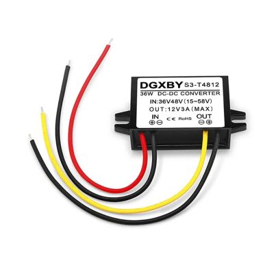 KNKQZXVDF 36V48V to 12V 1A 2A 3A DC Power Buck Converter 15V~58V to 12V for Car/Truck/Ship Equipment(36V48V to 12V 3A)