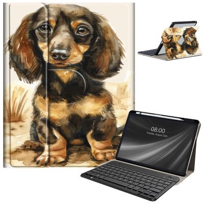 Keyboard Case for Samsung Galaxy Tab A9 Plus/A9+ 5G 11 Inch 2023, Galaxy Tab A9 Plus Case with Keyboard, with S Pen Holder Galaxy Tab A9+ 11" (SM-X210/X216/X218) Keyboard Case, Brown Dachshund
