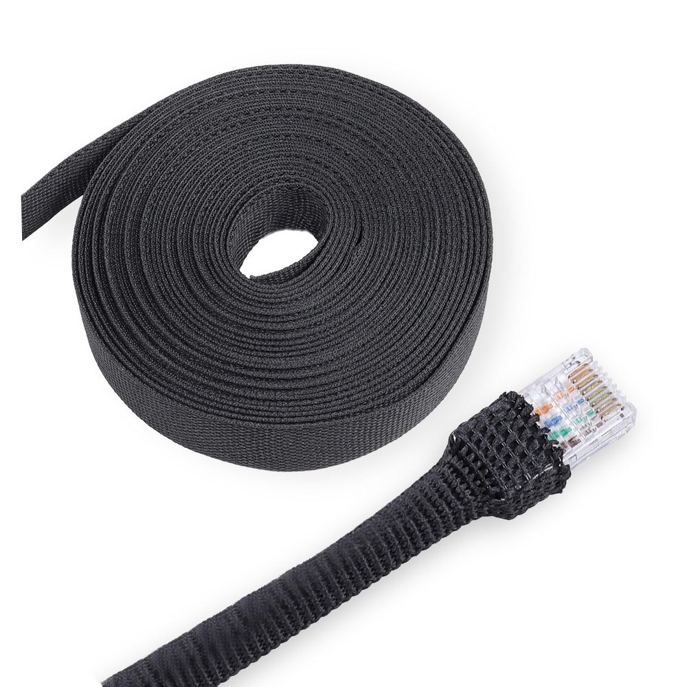 BuyUneed Heat Shrink Braided Sleeving, 2:1 Ratio Shrinkable Fabric Tubing Sleeve Abrasion Protection Cable Wire Sheath (3/8"-25ft)