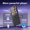 64GB MP3 Player with Bluetooth 5.3 Portable Music Player for Kids HiFi Sound Shuffle Single Loop Folder Loop Built-in Speaker Voice Recorder FM Radio Pedometer Supports Up to 128GB TF Card view 2