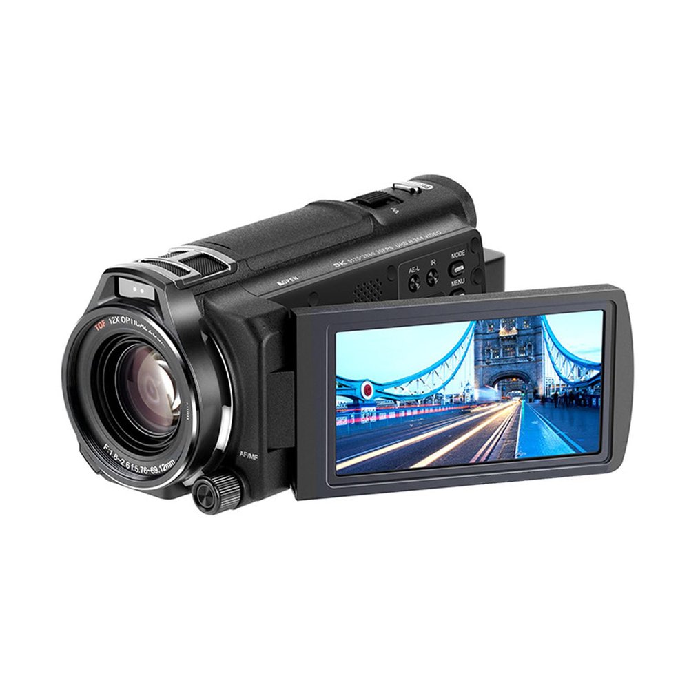 5k Video Camera, 48MP Digital Camera Recorder with 12X Optical Zoom, 3.5inch 270 Drgree Rotatable Touchscreen Video Camera Camcorder with Antishake for Travel Party