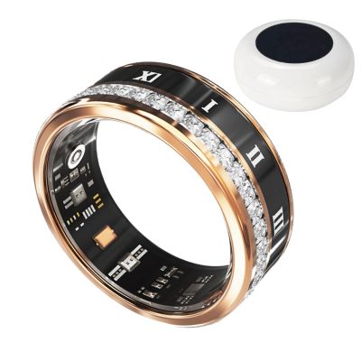 Wearable Smart Ring Healthy, Blood Oximetry, Sleep, Exercise Monitoring and Tracking Ring for iOS and Android(Gold,9#)