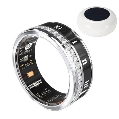 Wearable Smart Ring Healthy, Blood Oximetry, Sleep, Exercise Monitoring and Tracking Ring for iOS and Android(Silver,9#)