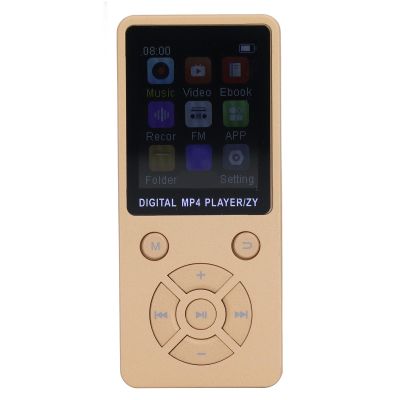 32GB MP3 Player, HiFi Sound Portable Music Player with Bluetooth 5.0, Multi Functional MP3 MP4 Player with Speaker Video Playback FM E Book, Support Up to 128GB (Gold)