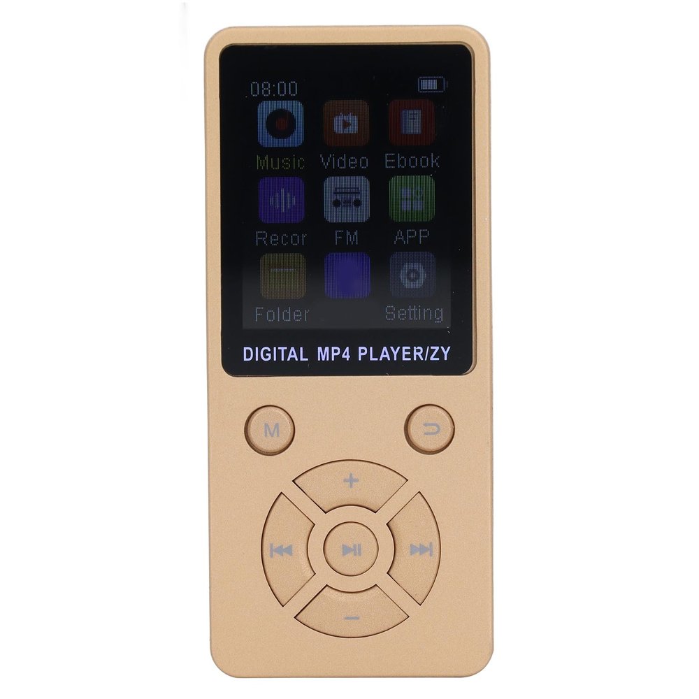 32GB MP3 Player, HiFi Sound Portable Music Player with Bluetooth 5.0, Multi Functional MP3 MP4 Player with Speaker Video Playback FM E Book, Support Up to 128GB (Gold)