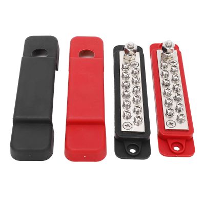 12 Way Power Distribution Power Distribution Block, Busbar Block Automotive Marine Rated Terminals with 32pcs Terminal for Boat Vehicle