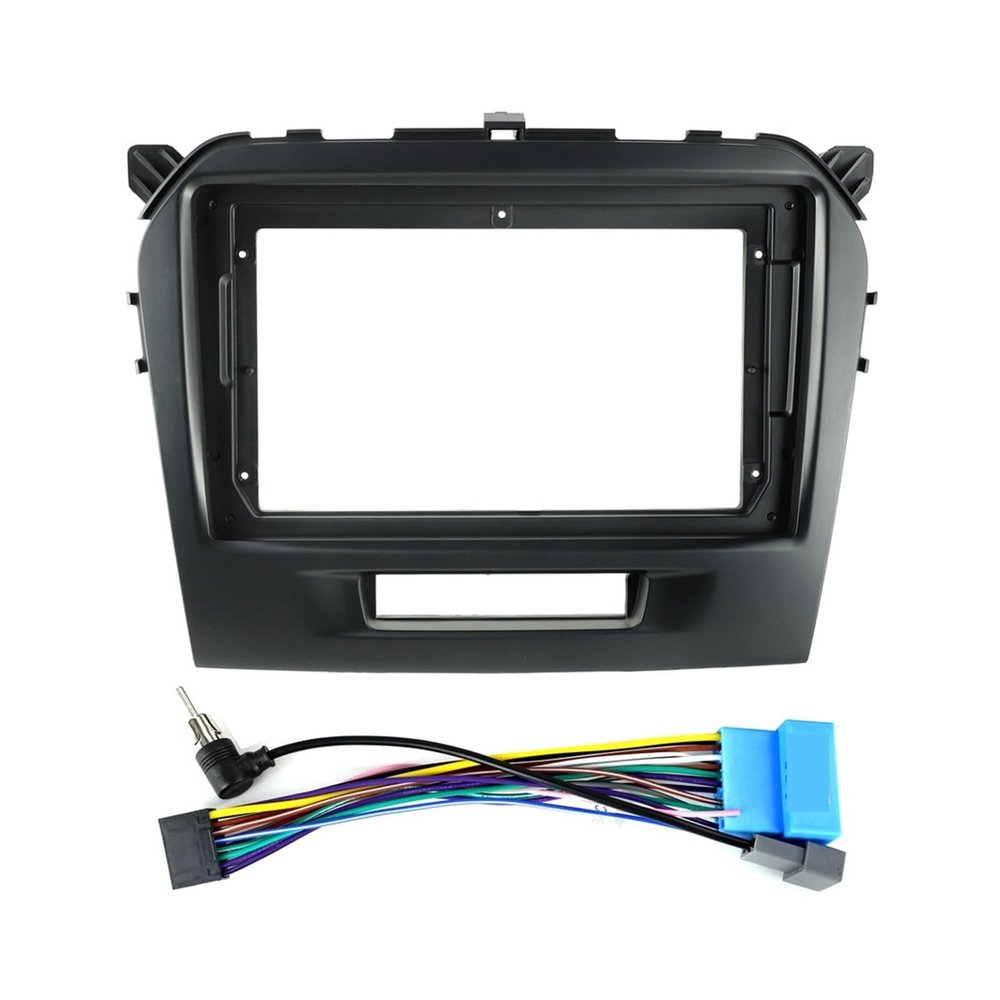 WALYAODM Fit for MEKEDE Fit for Suzuki Vitara 2014-2018 Car Radio 9inch Fit for Fascia Frame Cable 2Din Trim Mount Kit Dashboard Plate Panel Power Cord Cable